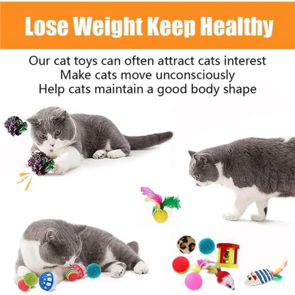 21 Pcs Cat Toys for Indoor Cats Collapsible Cat Tunnel Interactive Feather